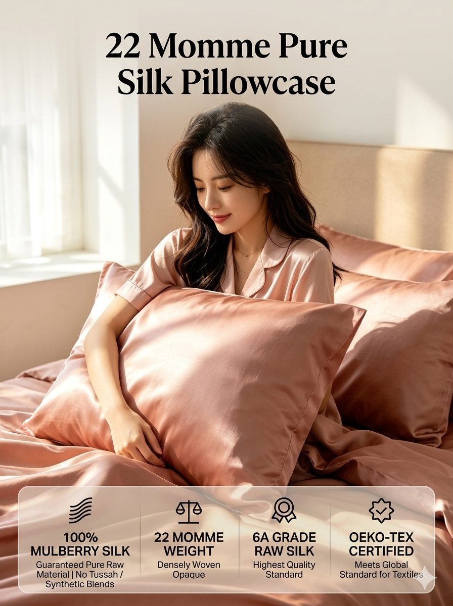 An Unspoken Ritual of Elegance UKORIENT Authentic Jiangnan Silk Pillowcase - 22 Momme Grade 6A Pure Mulberry Silk Luxury Sleep.