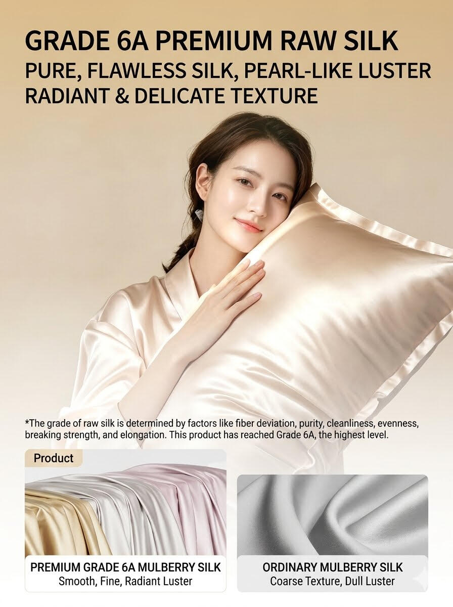 An Unspoken Ritual of Elegance UKORIENT Authentic Jiangnan Silk Pillowcase - 22 Momme Grade 6A Pure Mulberry Silk Luxury Sleep.